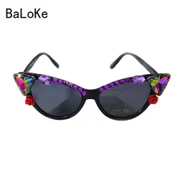 2018 Новый Винтаж кристалл "кошачий глаз" барокко Ретро Стразы солнцезащитные очки Для женщин девочек летние пляжные вечерние очки подарки
