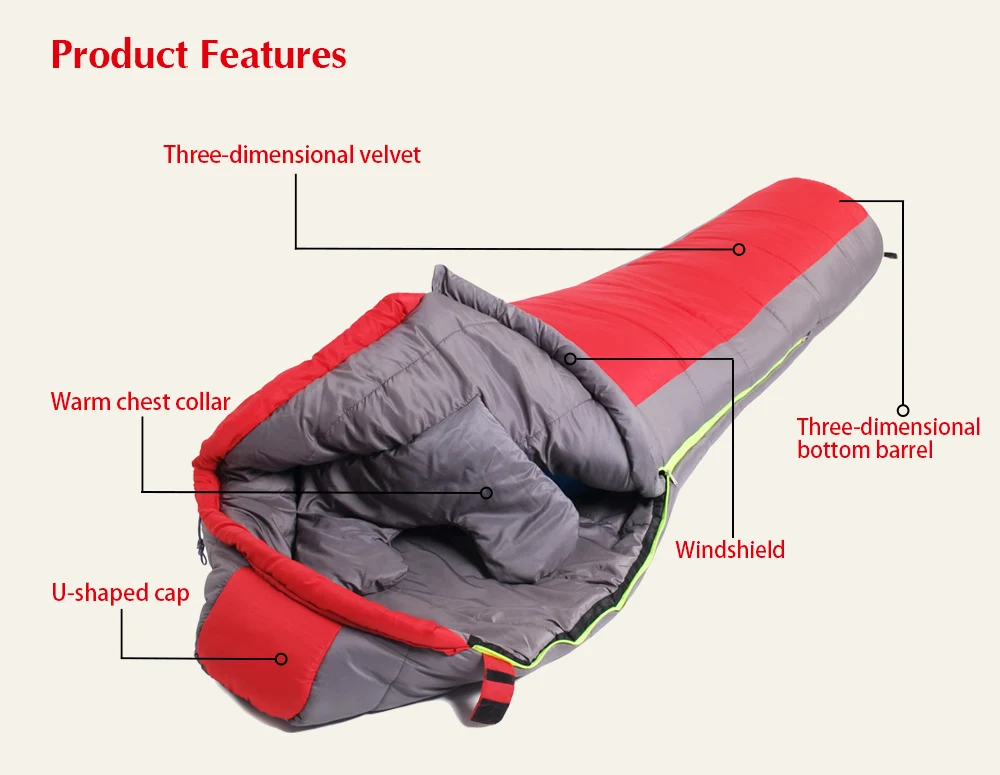 Windtour Winter Warm Cotton Sleeping Bag for Camping