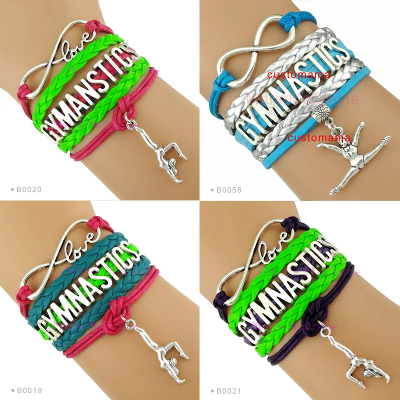 10 Pieces Lot Infinity Love font b Gymnastics b font Bracelet Best font b Gift