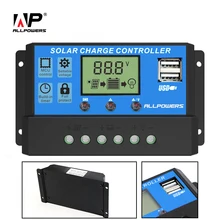 ALLPOWERS Solar Panel Inverter Solar Charge Controller 12V 24V 20A LCD Display Dual USB Solar Cells Panel Charge Regulator etc.