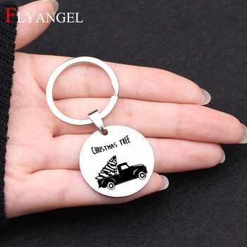 

Custom Engraved Christmas Tree Keychain Fashion Jewelry Car Keyring Big Truck For Friend Women Christmas Present Gift Key Chain