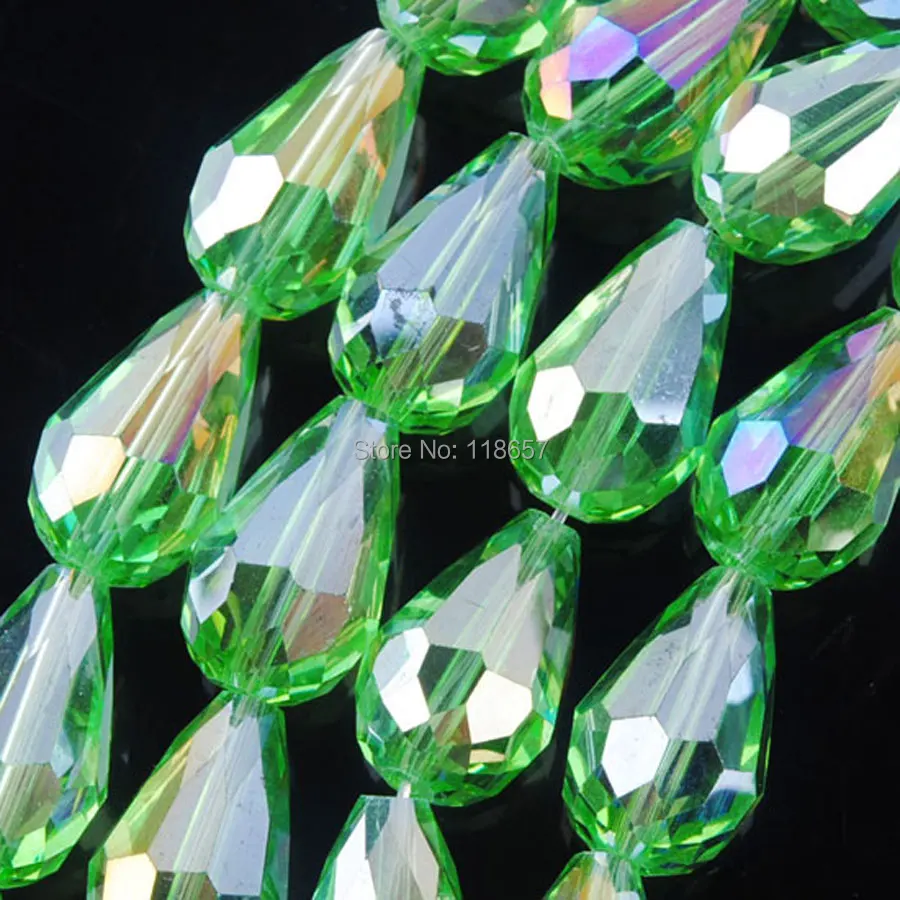 Free Shipping High Quality Light Green Crystal Faceted 10x14mm Loose
