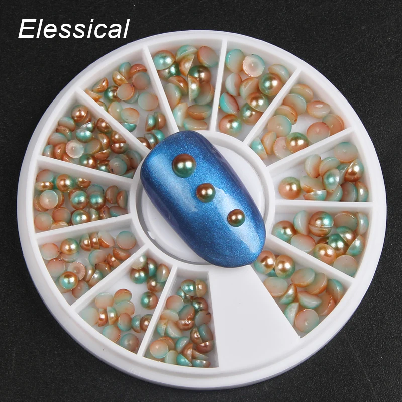 ELESSICAL Colorful Resin Crystal Rhinestone Nail Wheel Pack 3D DIY