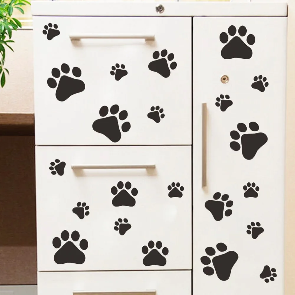 Removable wallpaper 22pcs Dog Paw PRINT STICKERS Wall Stickers Decals