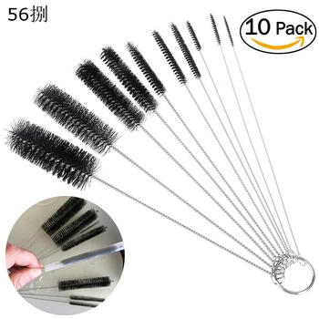 

10pcs/set Cleaning Brush Pipe Cleaner Bong Cleaner Glass Tube Stainless Steel Nylon Brush Set QDD9123