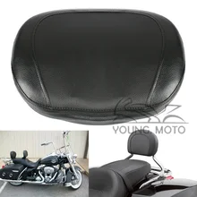 Motorcycle Leather Passenger Seat Backrest Pillion Cushion Pad Black Universal for Harley Chopper Cruiser Bobber Custom Glide