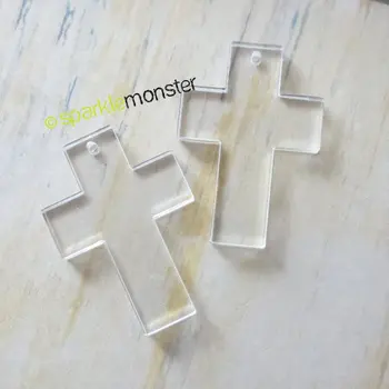 

Clear Cross Charms , laser cut acrylic, clear, cabs, DIY jewelry