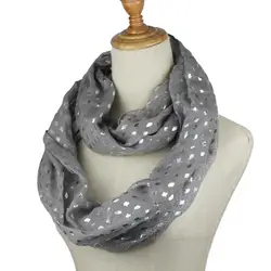 Новый Для женщин кольцо шарф Серебряный Точка bronzing петлеобразный шарфы шаль палантин Высокое качество Весна-Осень-зима