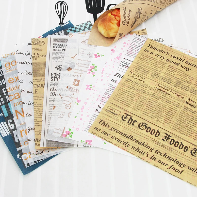 

Food Wrappers Sandwich Grease Paper 25PCS/Lot Food Grade For Bread Burger Wax Paper Baking Tools Wrapping Paper Fries Oilpaper