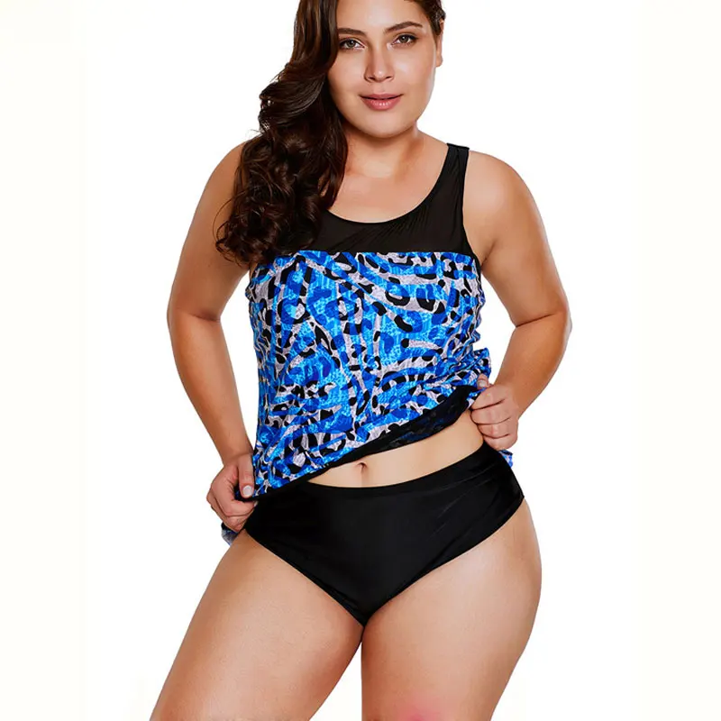 High Quality Two Piece Seaglass Mirage Asymmetric Mesh Detail Tankini