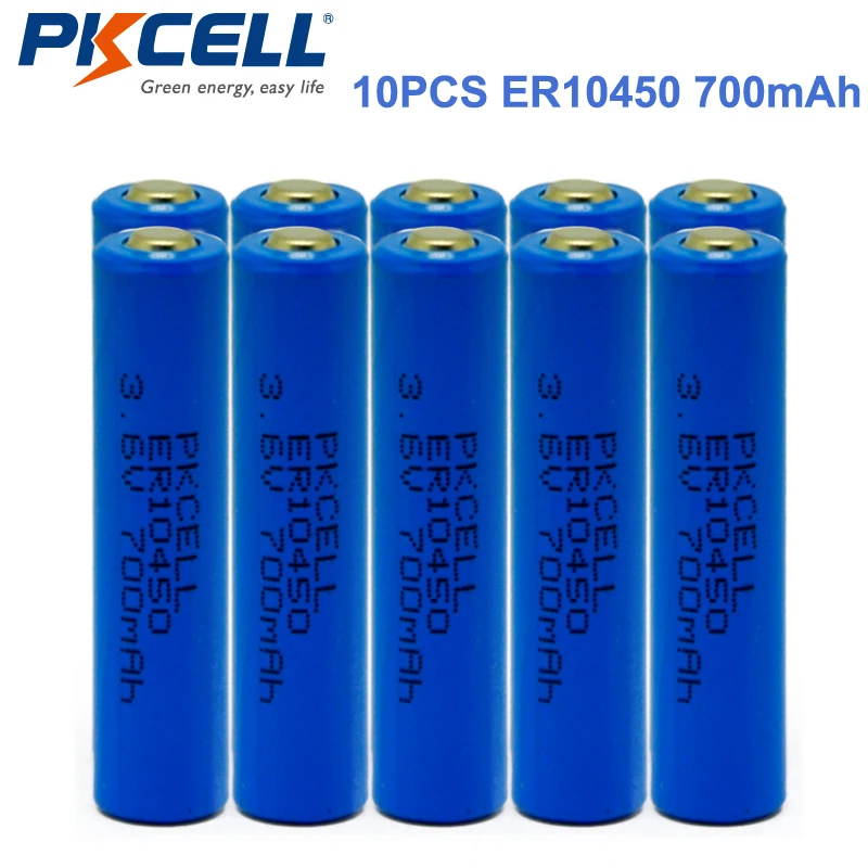 10Pcs/PKCELL Battery 3.6V 10450 AAA Lithium Battery Cell ER10450 700mAh