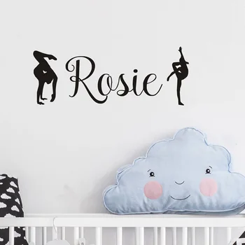 

Custom Name Vinyl Wall Decal Gymnastics Dancers Personalised Baby Name Wall sticker For Kids Room Nursery Bedroom Decor ZX563