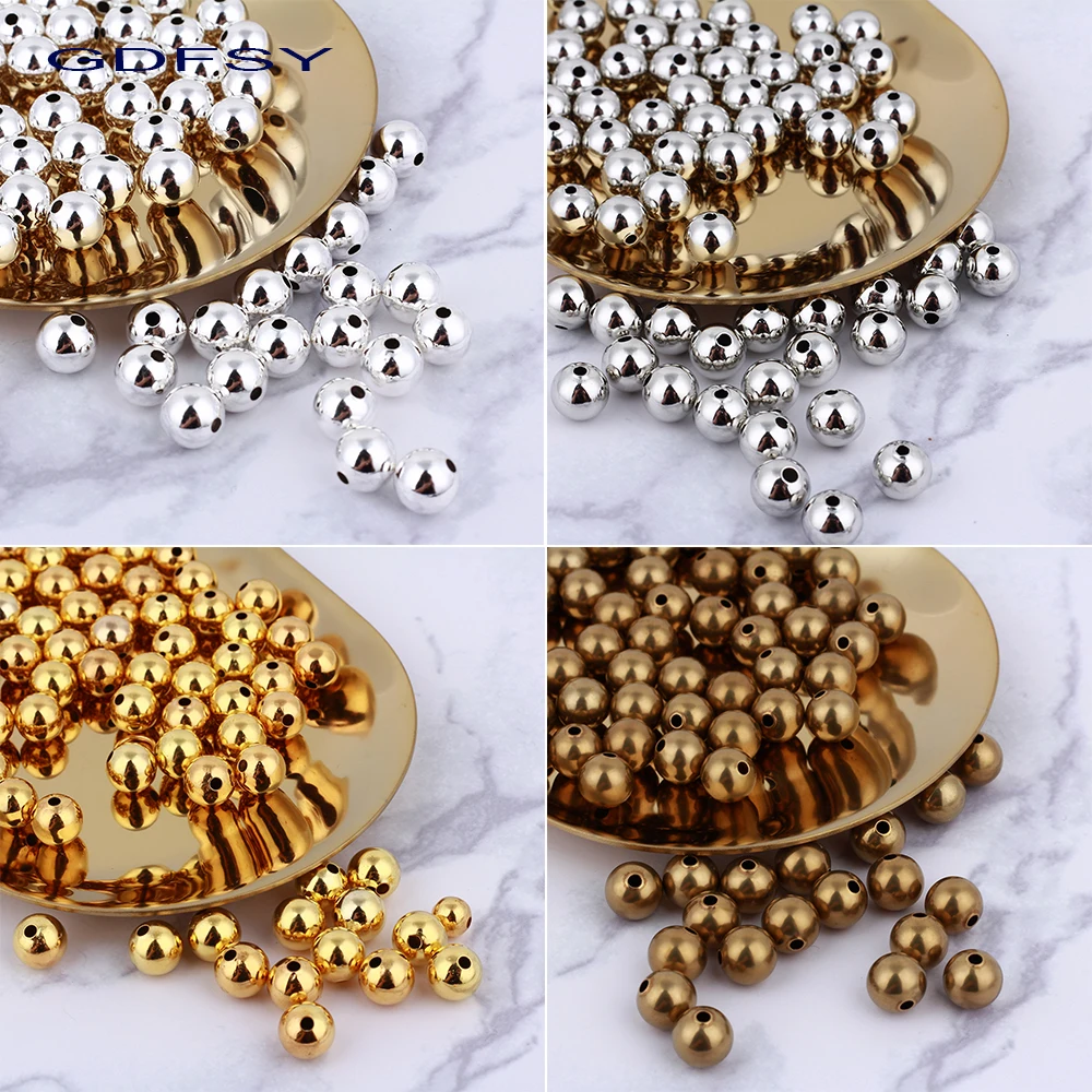 

GDFSY 100pcs/lot 8mm Fashion Handmade DIY Metal Round Beads for Jewelry Making Accessories Made in Bracelet Necklace S006