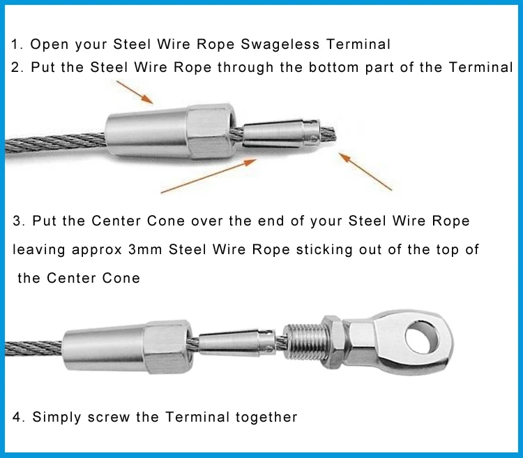 Морской класс 316 нержавеющая сталь 4 мм беспламенный глаз терминал провода трос DIY установки такелажа аппаратные средства балюстрады комплект