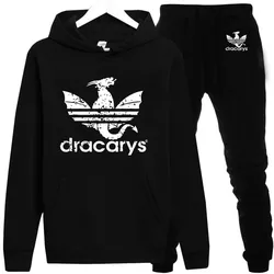 Dracarys sports games adult unisex brand hooded sportswear Harajuku style retro hip hop jersey hoodie + sports pants clothing Dracarys sports games adult unisex brand hooded sportswear Harajuku style retro hip hop jersey hoodie + sports pants clothing