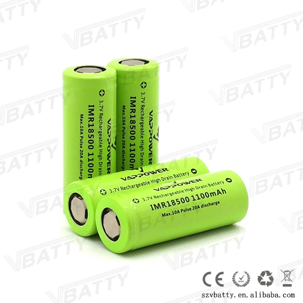 Vappower IMR 18500 1100mah 10A 7