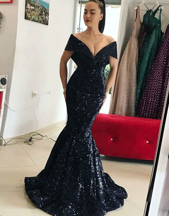 black gala dinner dresses