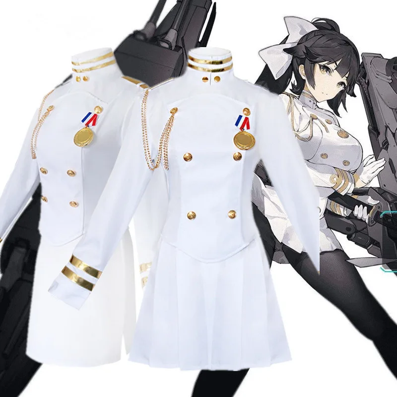 Игра Azur Лэйн Белый Корабль униформа косплей костюм женское платье Atago Takao пальто+ юбка+ перчатки+ носки+ головные уборы костюмы для девочек