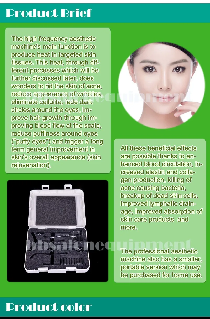 Peças de Alta Varinha para Facial Cuidados com a Pele Conjunto Frequência Eletrodo Spa Violeta Laranja Luz Ray Máquina 1 7 15 Utensílios de cuidado facial