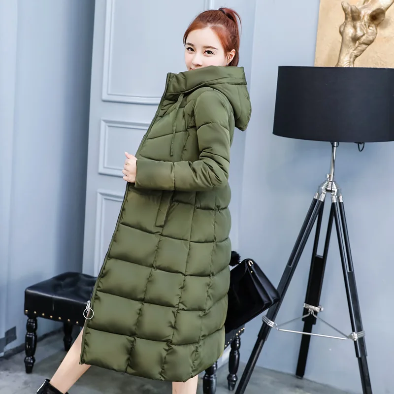 2018 winter new style long cotton dress Korean version slim slim feather down Cotton Dress Lady coat