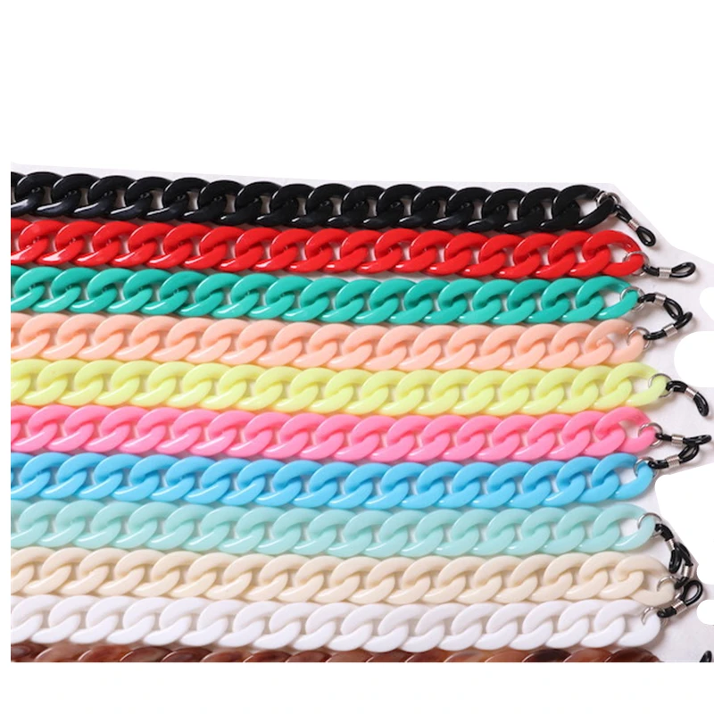 24 color acrylic candy color retro amber glasses chain creative concave shape glasses chain