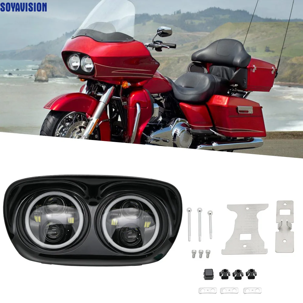 Светодиодный двойная фара с Halo кольцом Angel Eye для 04-13 Road Glide