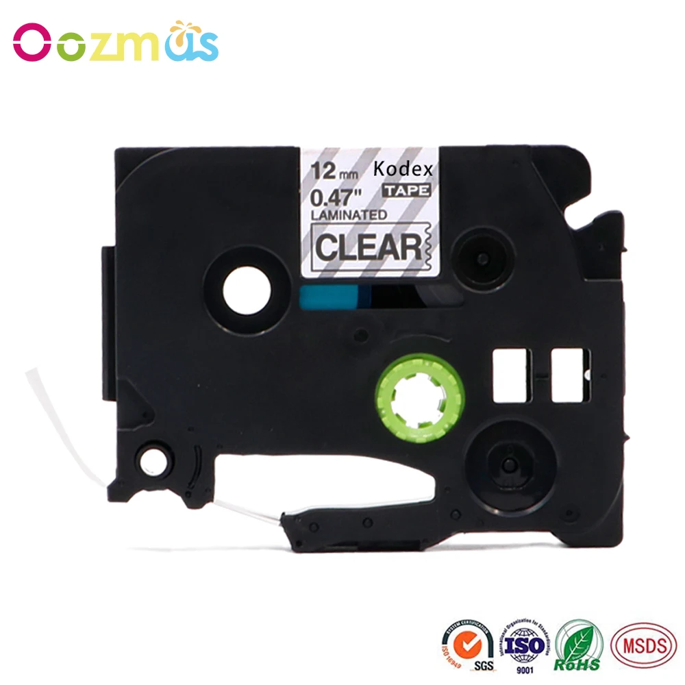 

Oozmas 12mm Black on Clear TZe131 Adhesive Labeling Tape TZe-131 TZE131 Standard Laminated Tape Compatible Brother P-touch