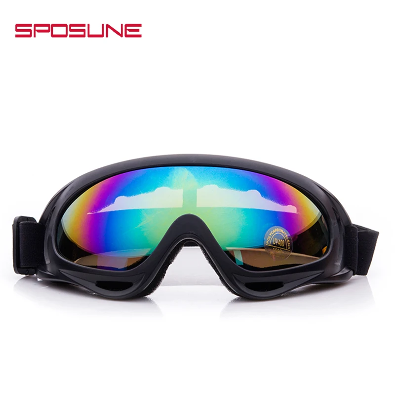 Outdoor protective goggles X400 cross-country ski goggles glasses goggles outdoor wind cycling goggles glasses helmet - Цвет: Черный