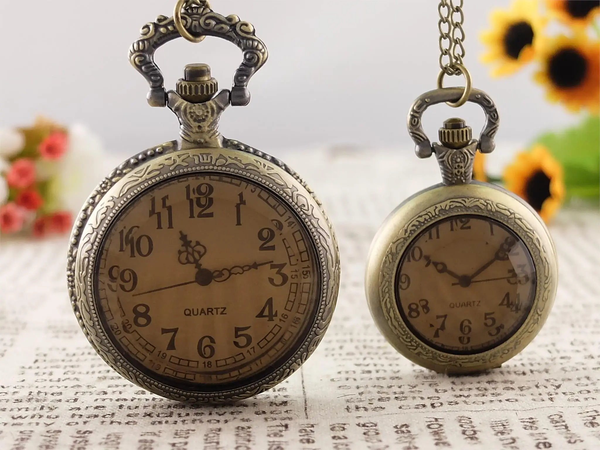 2015 Hot small European and American multi slice tinted glass vintage pocket watch Antique