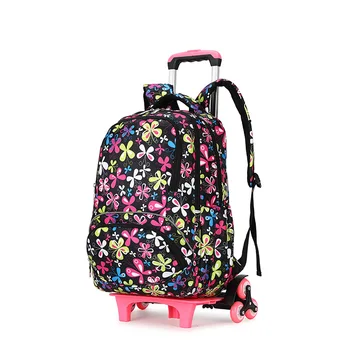 

waterproof Trolley backpack Girls children School Bag Wheels Travel bag Luggage backpack kids Rolling detachable schoolbags