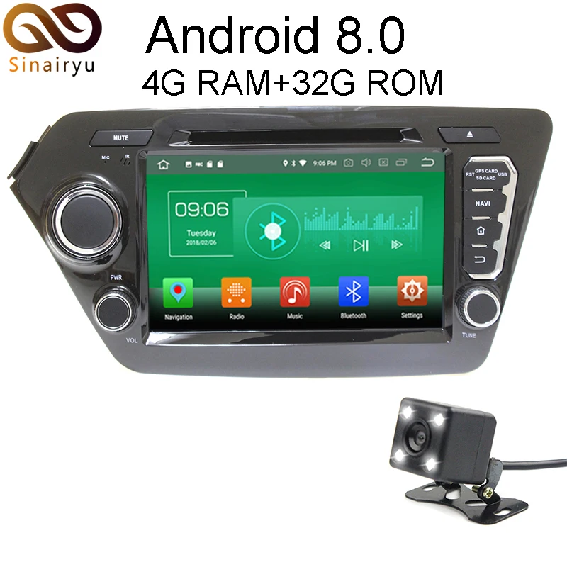 

Sinairyu 4G RAM Android 8.0 Car DVD For Kia K2 RIO 2011 2012 Octa Core 32G ROM Radio GPS Multimedia Player Head Unit