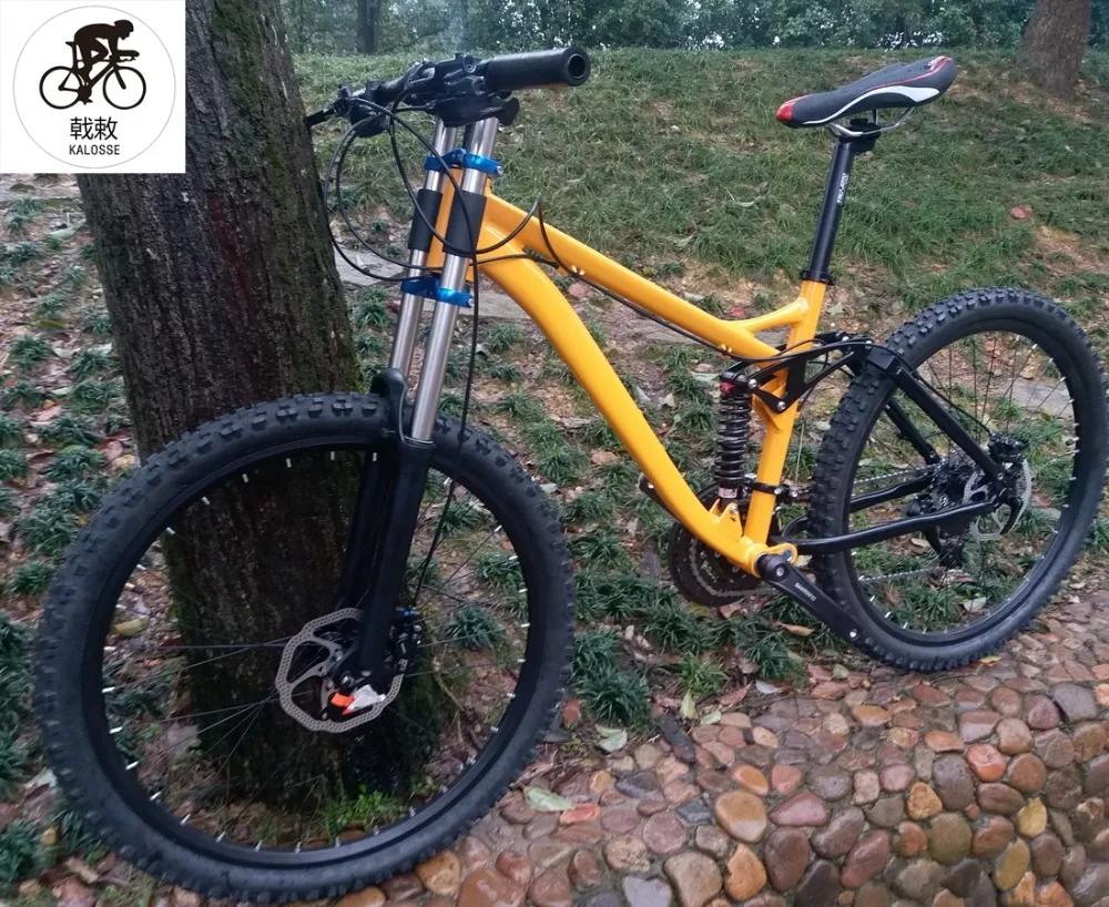 

Kalosse Hydraulic brakes bike tire Full suspension Aluminum alloy frame , Bicicleta mountain bike 26, 24 speed