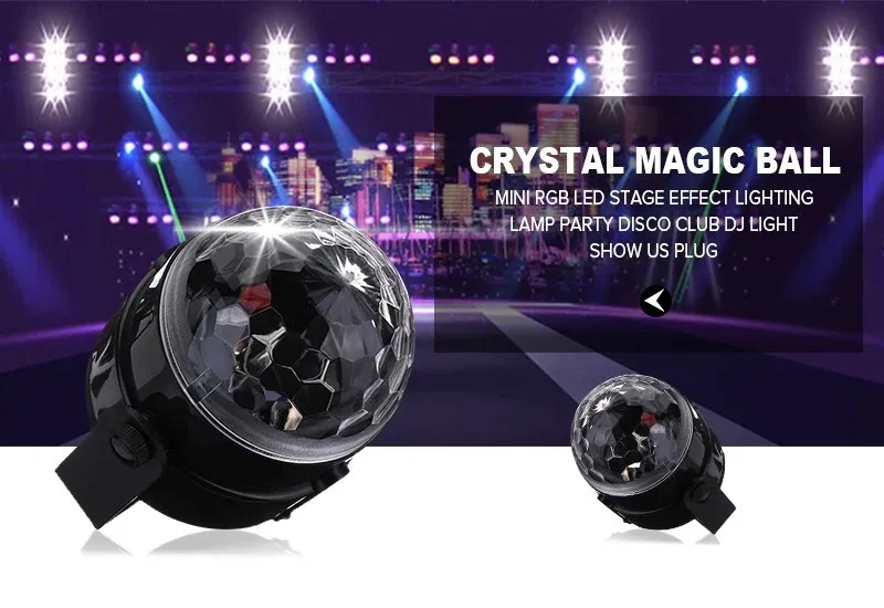 Мини голос Управление RGB светодиодный этап лампы Хрустальные магический шар звуковой Управление лазерного сценического световой эффект