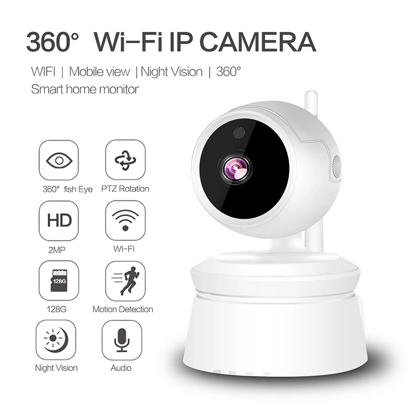 

Wireless IP Camera 1080P Wi-Fi Surveillance Two-way Camera Support inserted 128GB MicroSD card