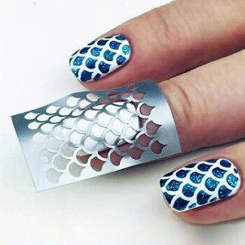 24 x листов, 3D Виниловые полые кончики для дизайна ногтей, трафарет, направляющая наклейка, наклейки для маникюра