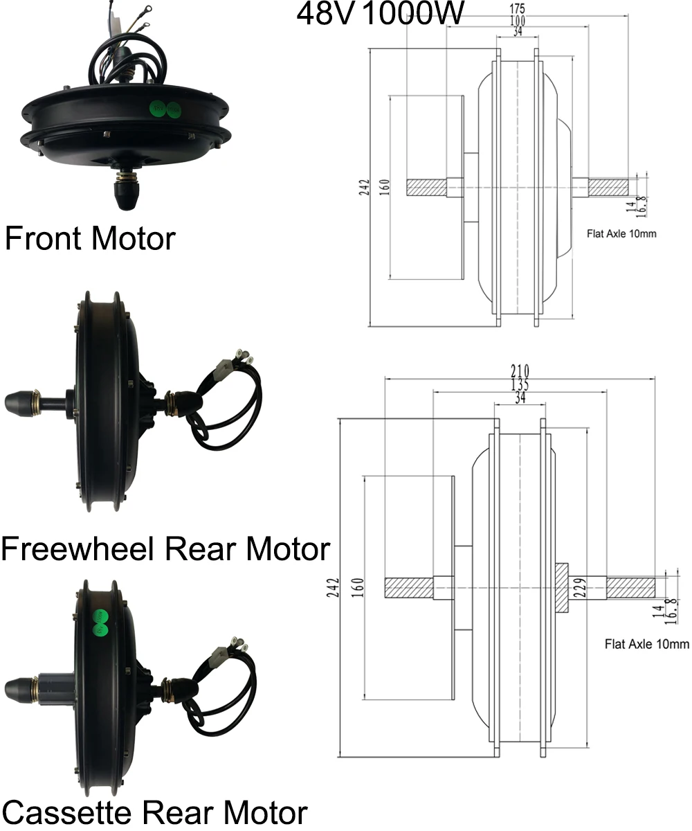 Sale EBIKE Front Wheel 36V 48V 250/350/500/1000/1500W Rear Freewheel / Cassette Electric Bicycle Brushless Non-gear or gear Hub Motor 4