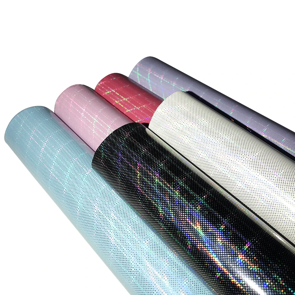 

david angie 20*34cm Stripe Silver Laser Hologram Artificial Synthetic Leather Fabric For Hairbow ,DIY Handmade Materials,1Yc4999