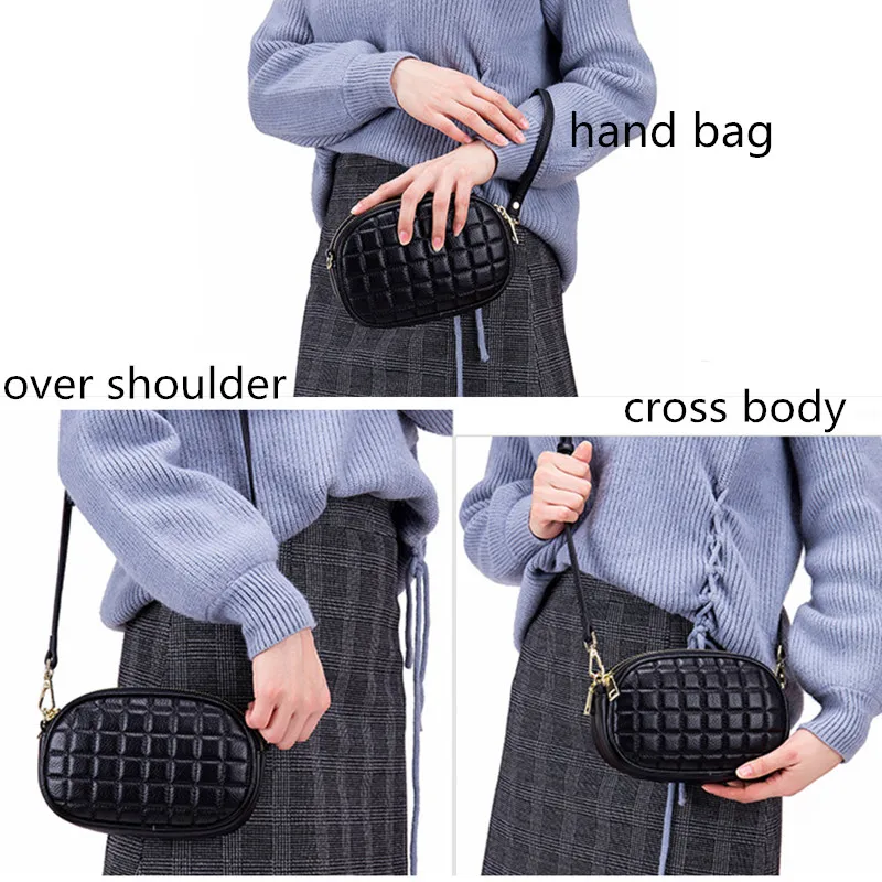 Модная женская сумка, маленький дизайн, высокое качество, мягкая натуральная кожа, ручная сумка, Женская Роскошная Черная клетчатая сумка через плечо для женщин