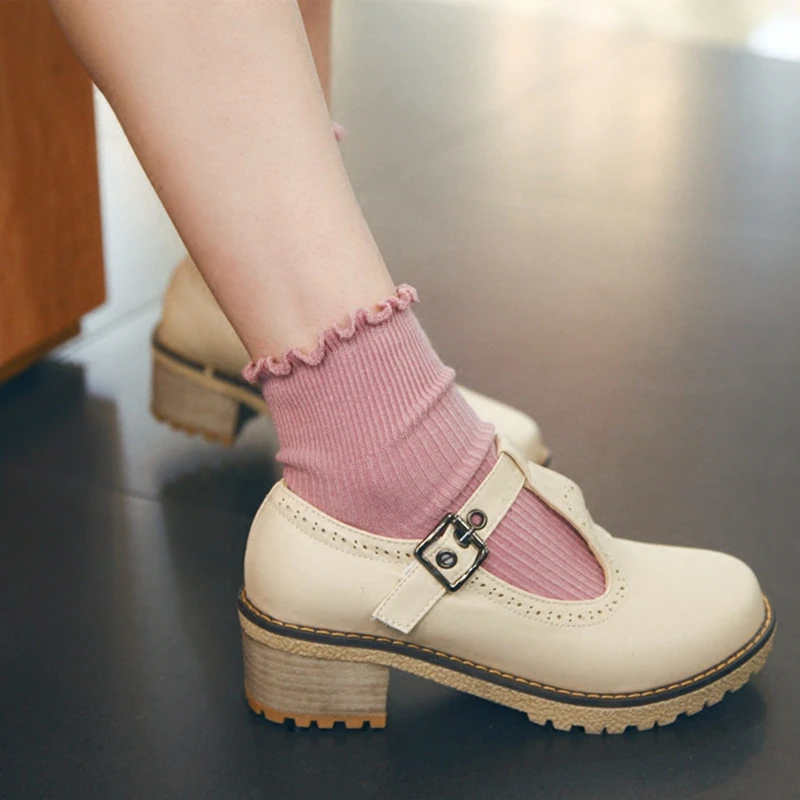 Fashion Soft Cotton Ruffled Lace Women Princess Socks Sweet Pure Color Fitting Cozy Girls Socks Top Quality Spring Summer Socks