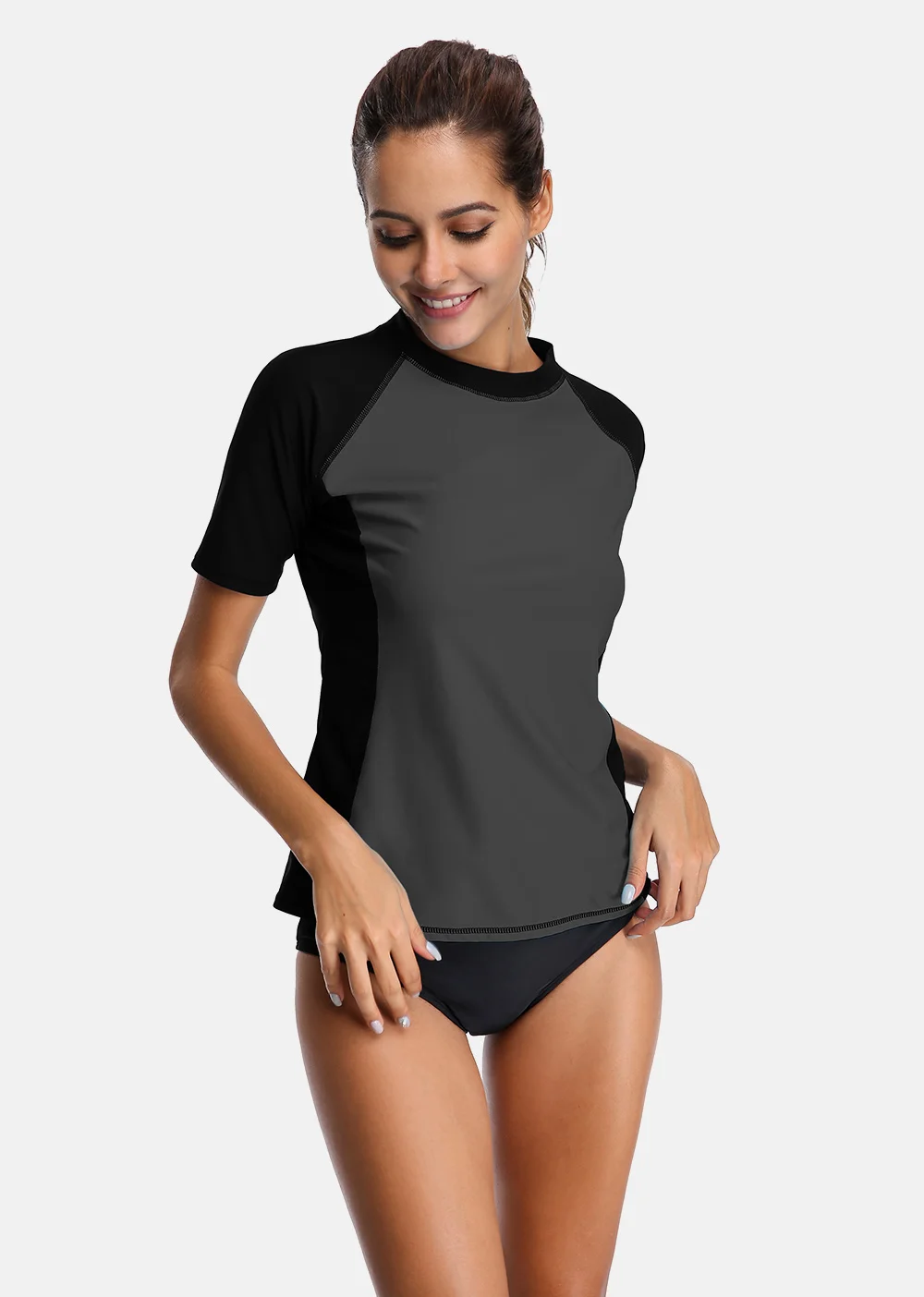 Женский короткий рукав Rashguard гидрокуртки купальные костюмы топ UPF 50+ рубашка для бега езда на велосипеде Рубашки купальник