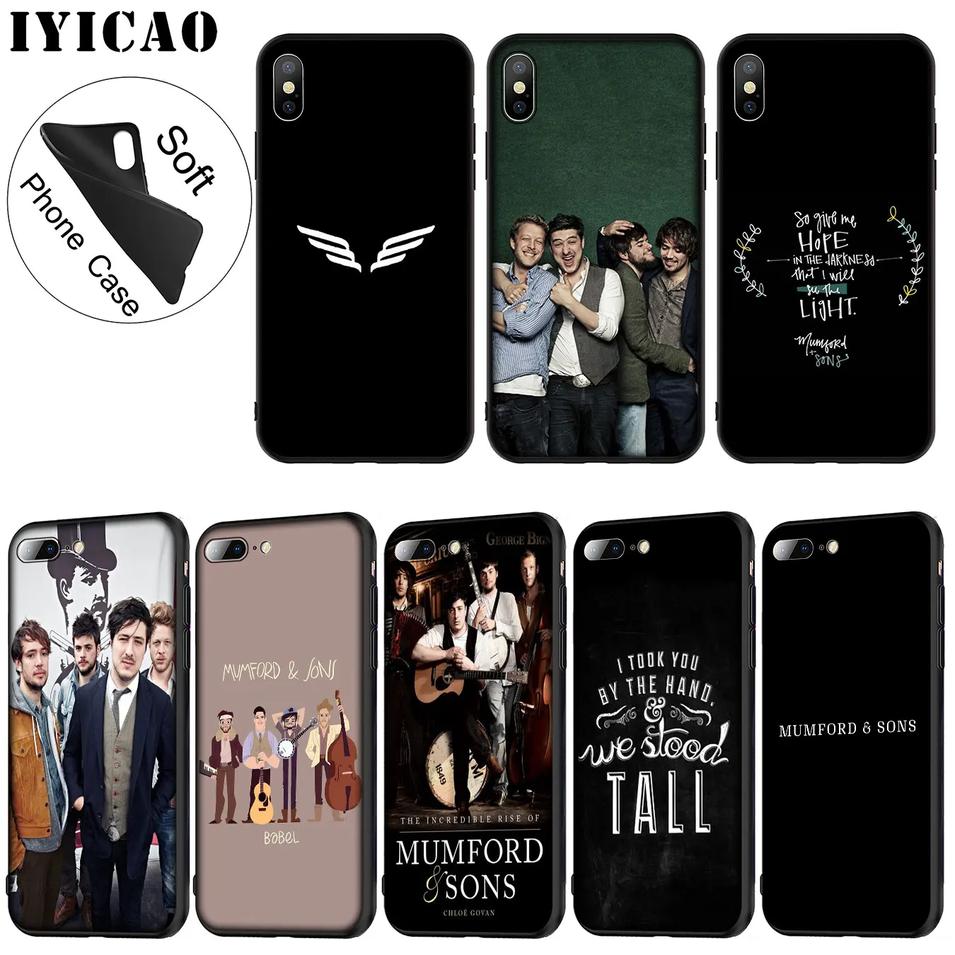 IYICAO Mumford &amp Sons Soft Silicone Phone Case for iPhone XR X XS 11 Pro Max 6 6S 7 8 Plus 5 5S SE TPU Black Cover |