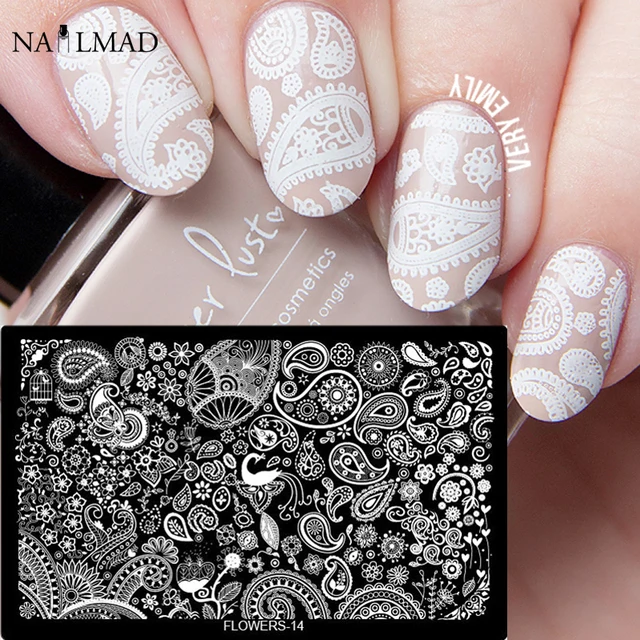1pc Mandala Paisley Nail Stamping Template Flowers Lace 1pc Mandala Paisley Nail Stamping Template Flowers Lace Plate Pea Feather Heart Stamp