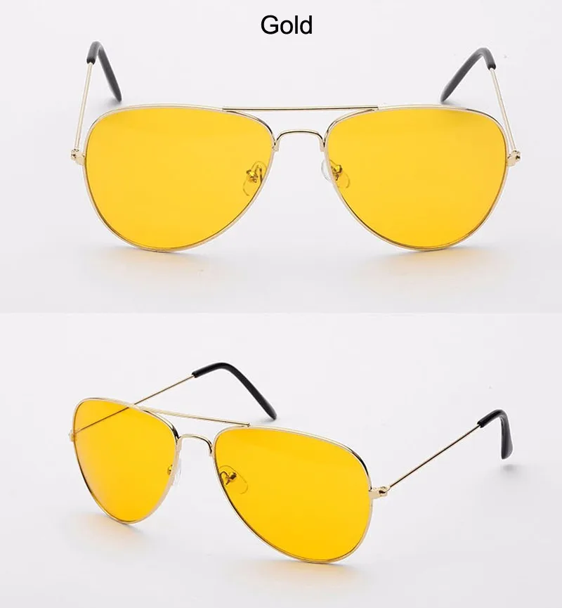 Солнцезащитные очки ночного видения, очки для вождения, поляризационные солнцезащитные очки с антибликовым покрытием, желтые линзы, золотая металлическая оправа, мужские и женские очки