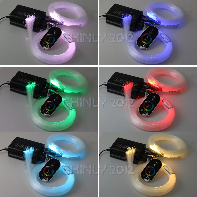 32W RGBW Fiber Optic Lights Double Light Source Heads Engine RF Touch Remote Control 4m 600pcs Fiber Optic Cable LED Lighting
