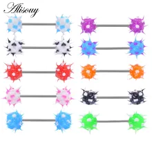 Alisouy, 1 шт., силиконовый шарик, нержавеющая сталь, штанга для языка, кольца для сосков, штанга, женские сексуальные серьги для пирсинга, модные украшения для тела