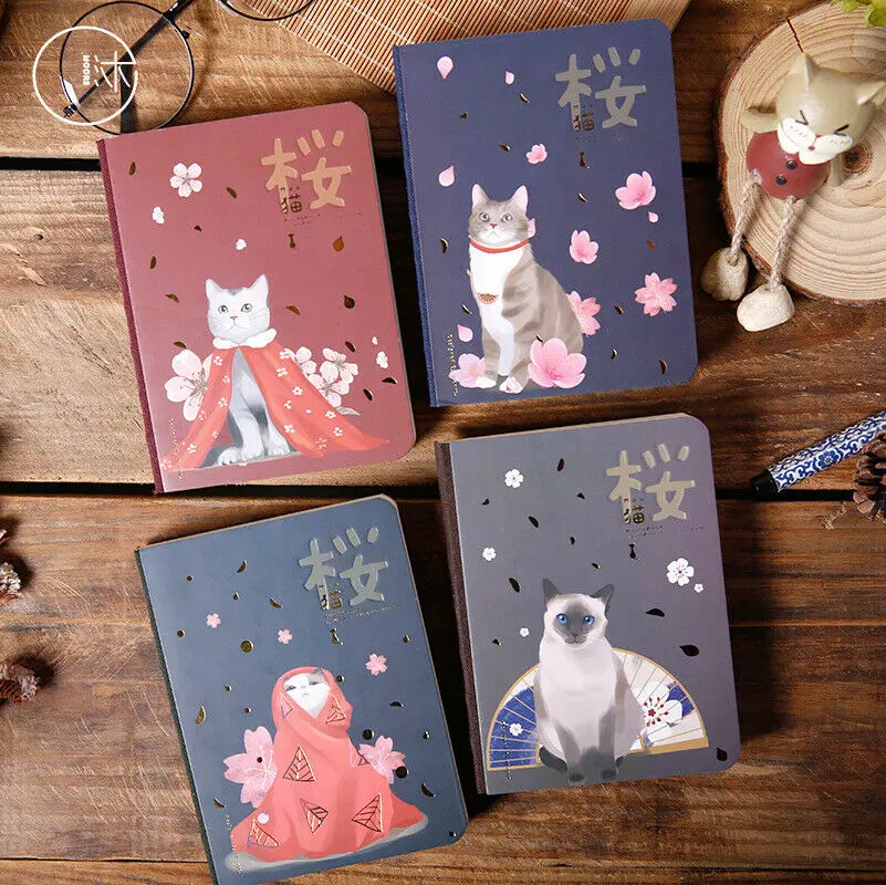 

Japanese Original hardcover small cat cherry series creative handbook notebook