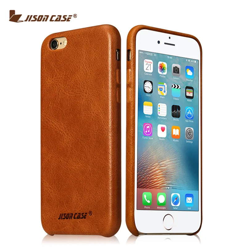  Jisoncase Genuine Leather Phone Case For iPhone 6/ 6s / 6 plus / 6s plus Vintage Phone Cover Half-w