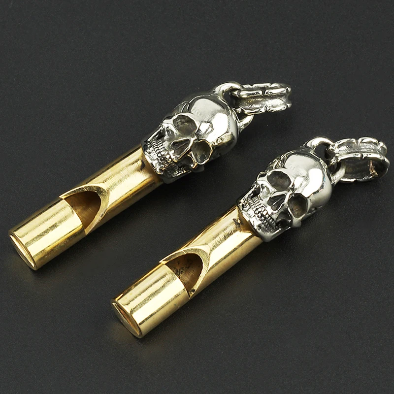 

White Brass Skull Whistle Skeleton Survival Whistle EDC Outdoor Tools Punk