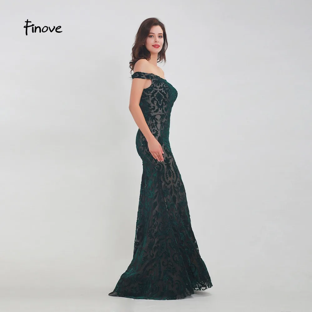 Finove платье для выпускного вечера, длинное сексуальное платье с открытыми плечами и вырезом сзади, велюровое вечернее платье в стиле русалки, вечерние платья, vestido de fiesta