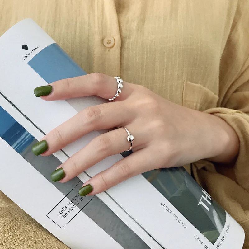 

Silvology 925 Sterling Silver Round Bead Thin Rings Glossy INS Minimalist Elegant Rings for Women 2019 Fashionable Jewelry Gift